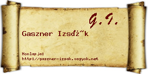 Gaszner Izsák névjegykártya